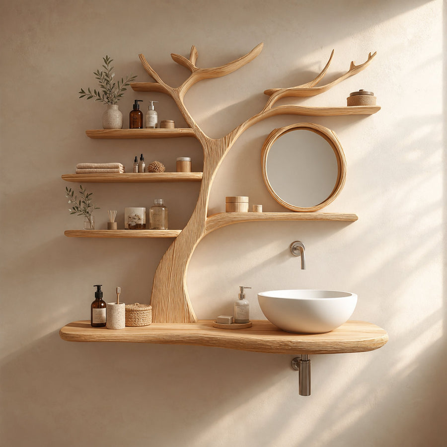Artistic Wooden Tree Sink Vanity Bathroom Or Wellness Room