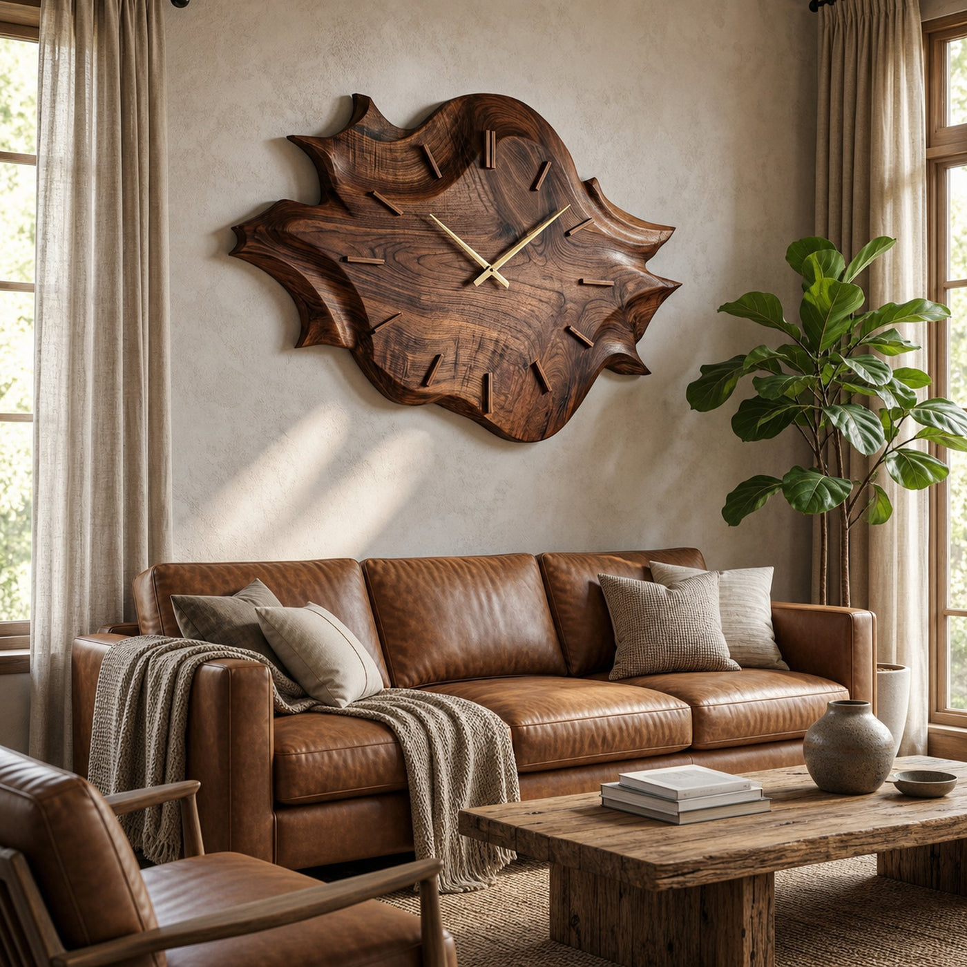 Artistic Wooden Wall Clock For Modern Apartment Living Room