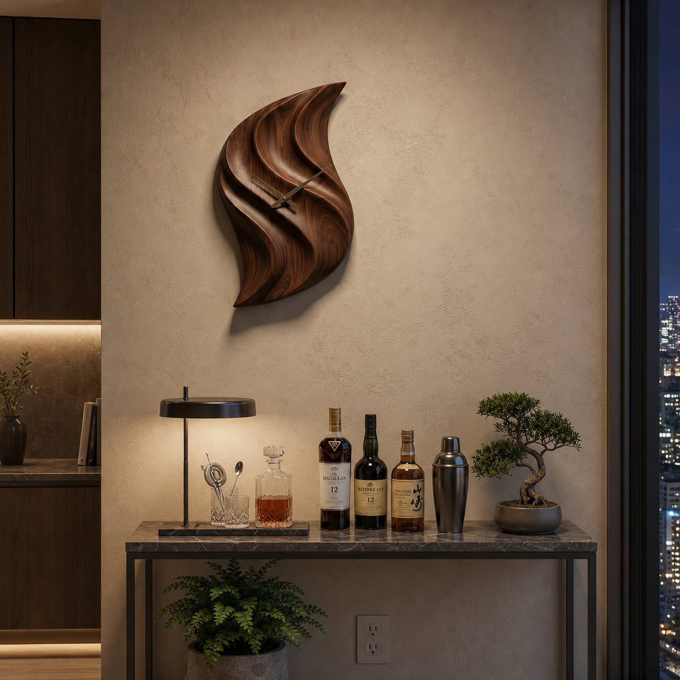 Artistic Wooden Wall Clock Hand Carved For Minimalist Bedroom - product view 7