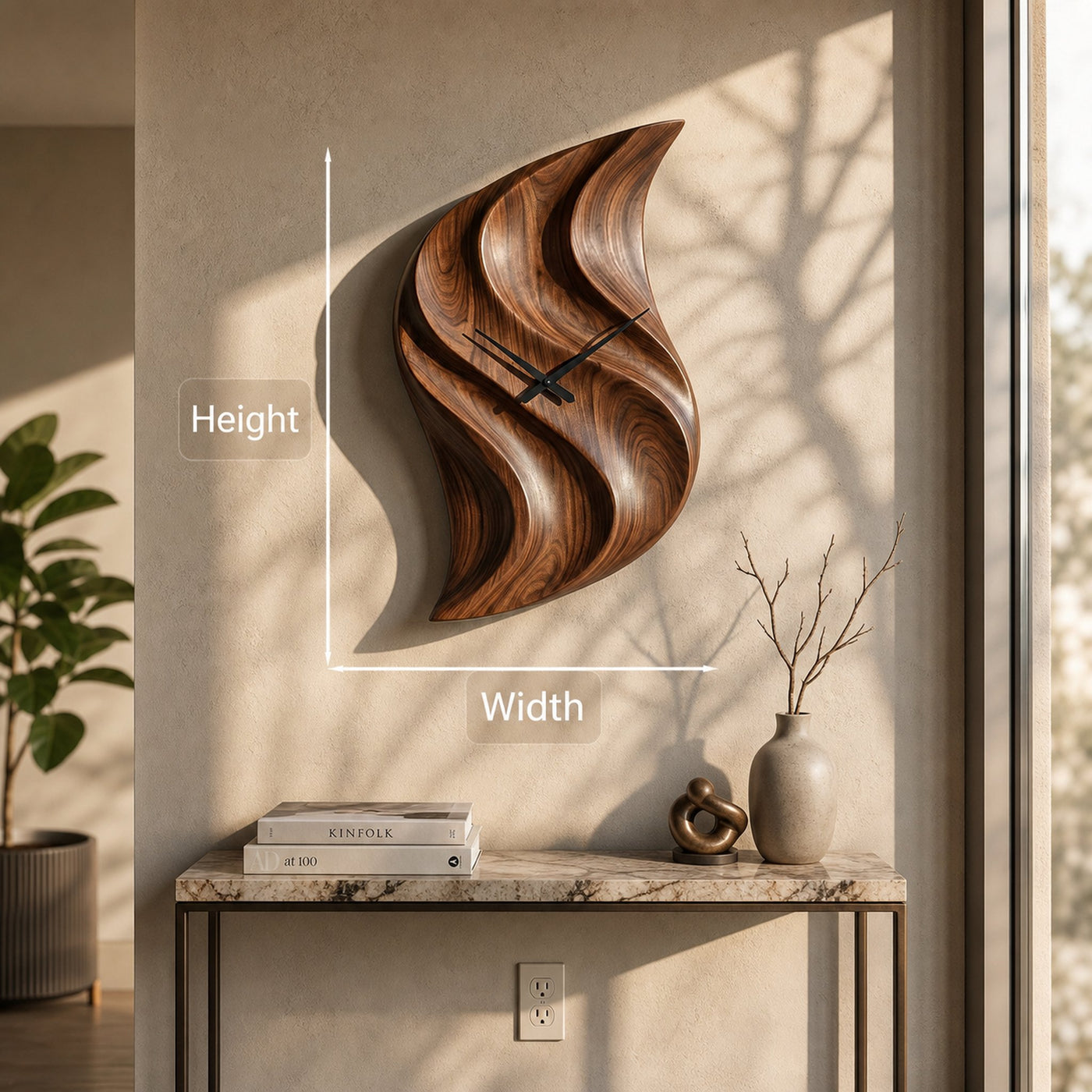 Artistic Wooden Wall Clock Hand Carved For Minimalist Bedroom - product view 8