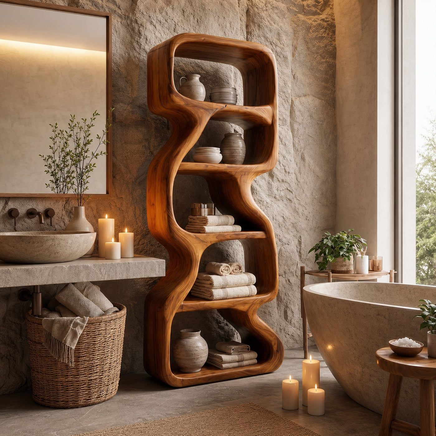 Bathroom Storage Cabinet With Open Shelves For Bathroom - product view 6