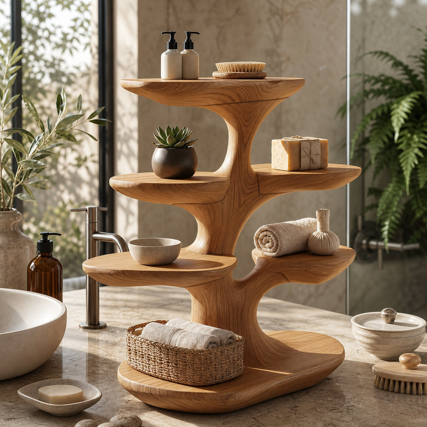 Bathroom Vanity Shelf With Multi Level Organizer Storage For Bathroom