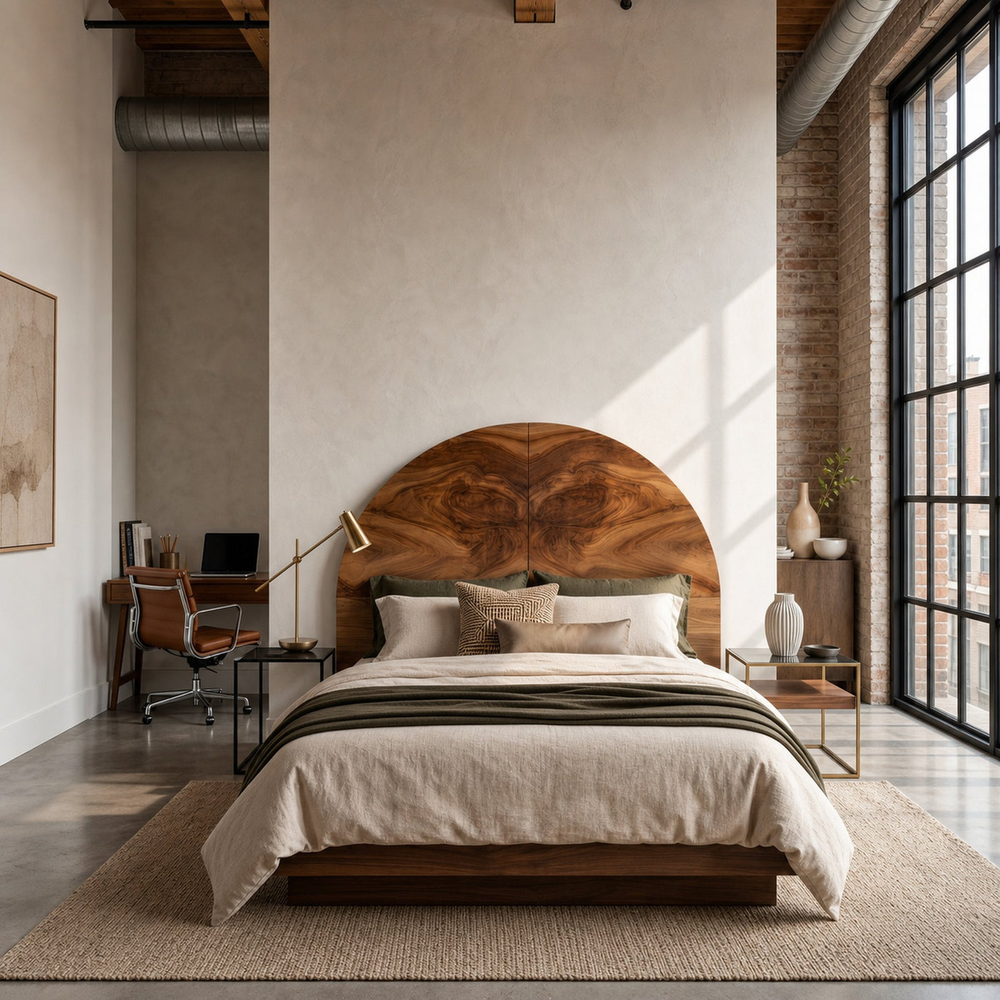 Boho Arch Wood Headboard For Neutral Earth Tone Bedroom - product view 6
