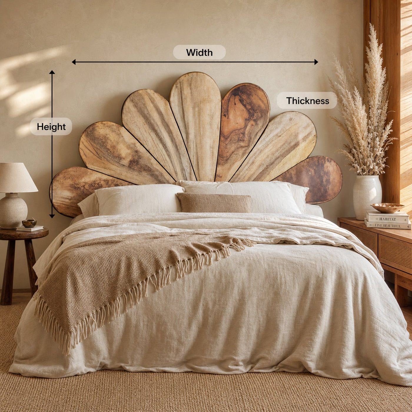 Boho Flower Petal Headboard Bed For Queen And King Bedroom - product view 8