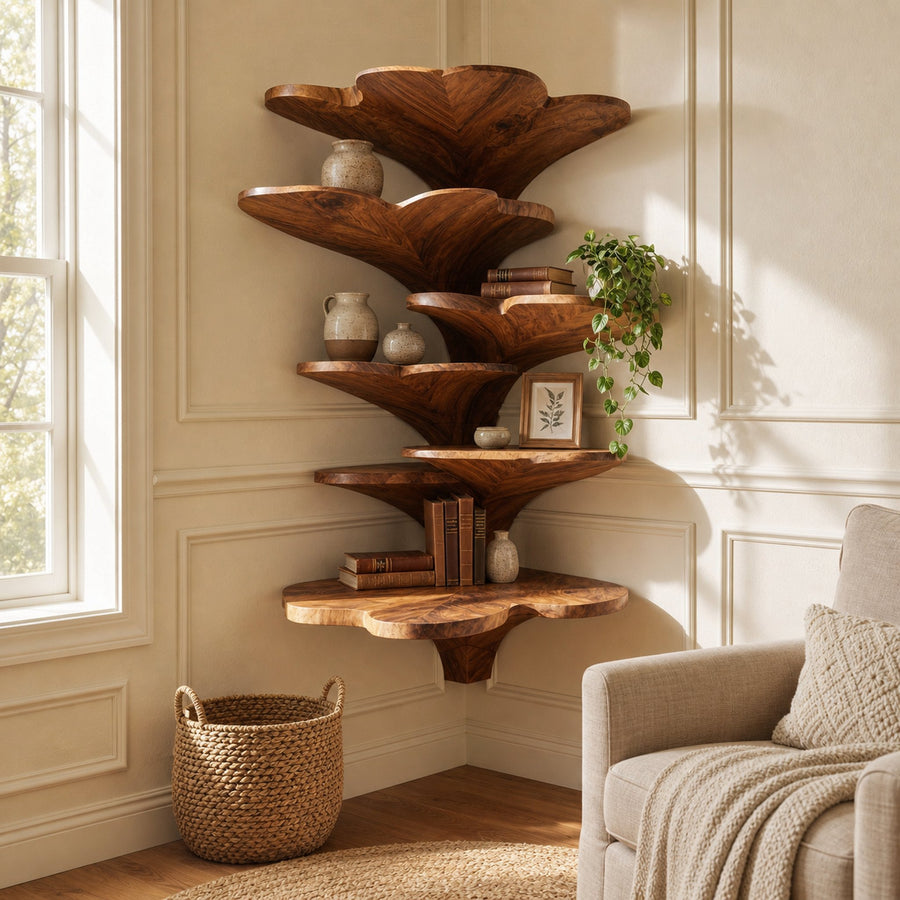 Boho Leaf Shape Corner Shelf Nursery Wall Decor Display