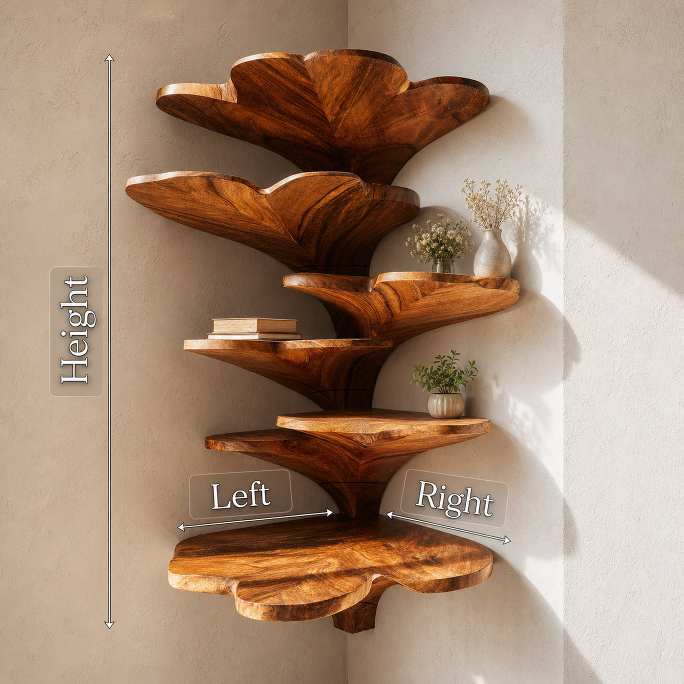 Boho Leaf Shape Corner Shelf Nursery Wall Decor Display - product view 8
