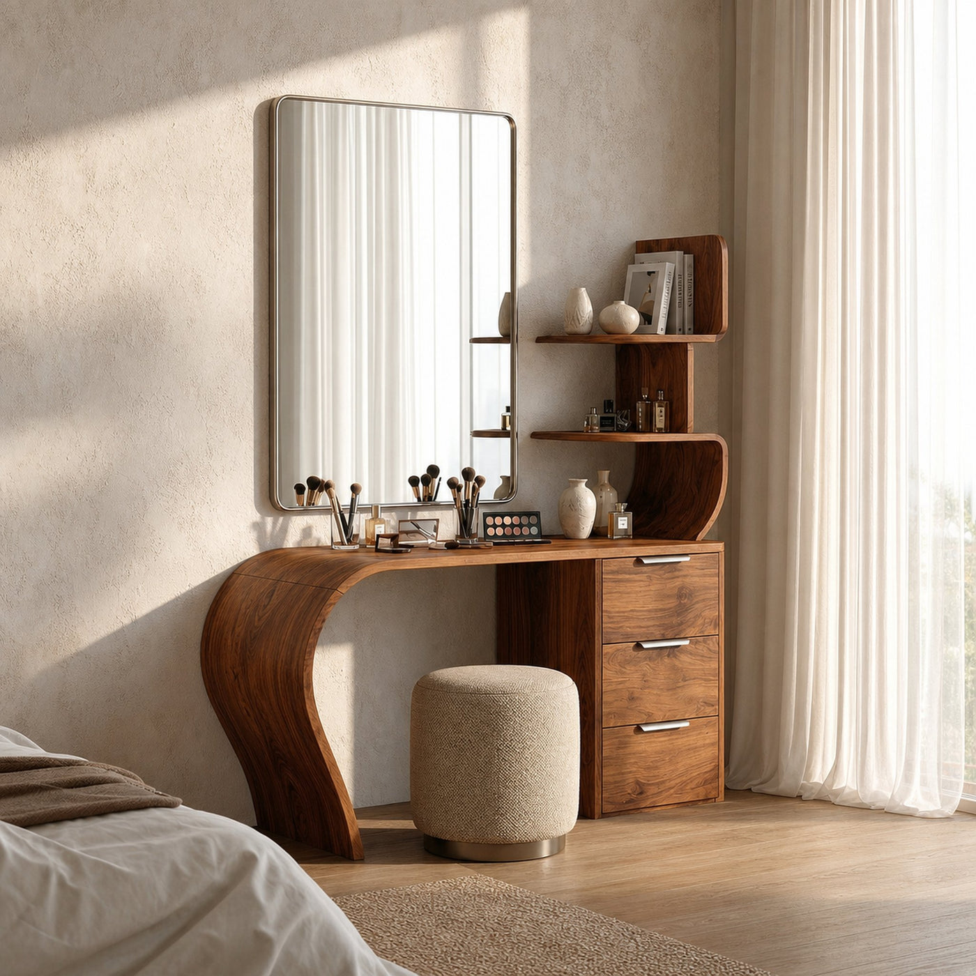 Boho Makeup Vanity Desk Bedroom Dressing Area Beauty Space