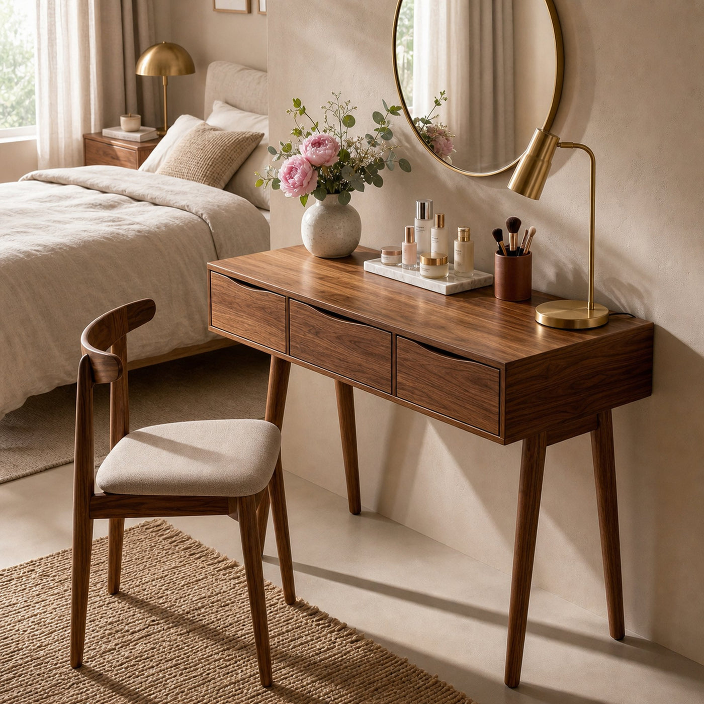 Boho Vanity Table Studio Apartment Makeup Area Dressing Space