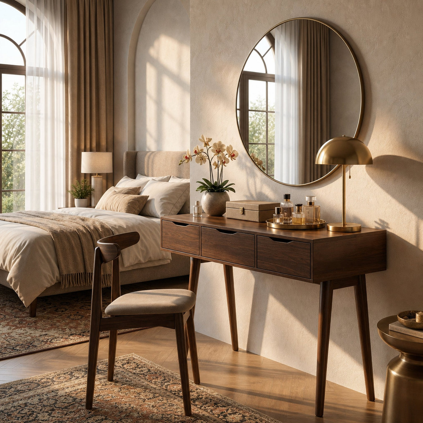 Boho Vanity Table Studio Apartment Makeup Area Dressing Space - product view 7
