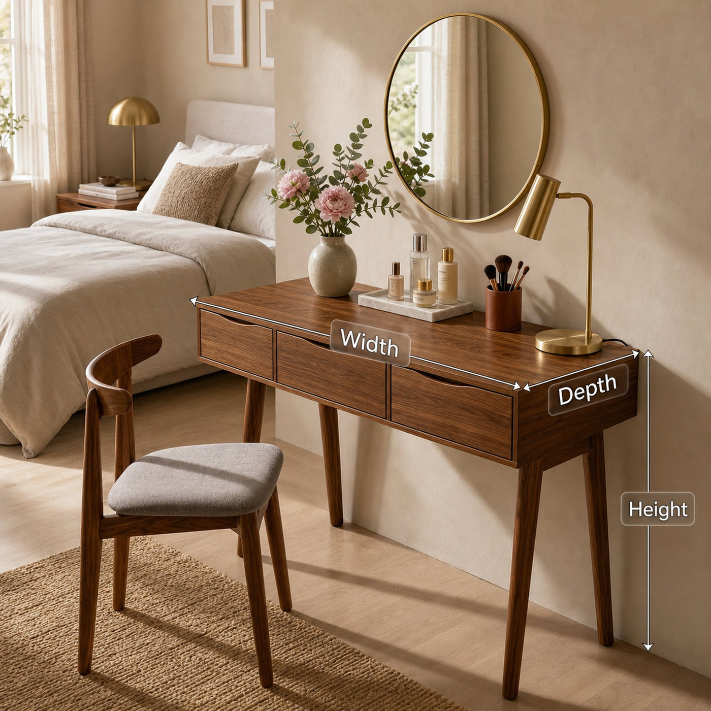 Boho Vanity Table Studio Apartment Makeup Area Dressing Space - product view 8