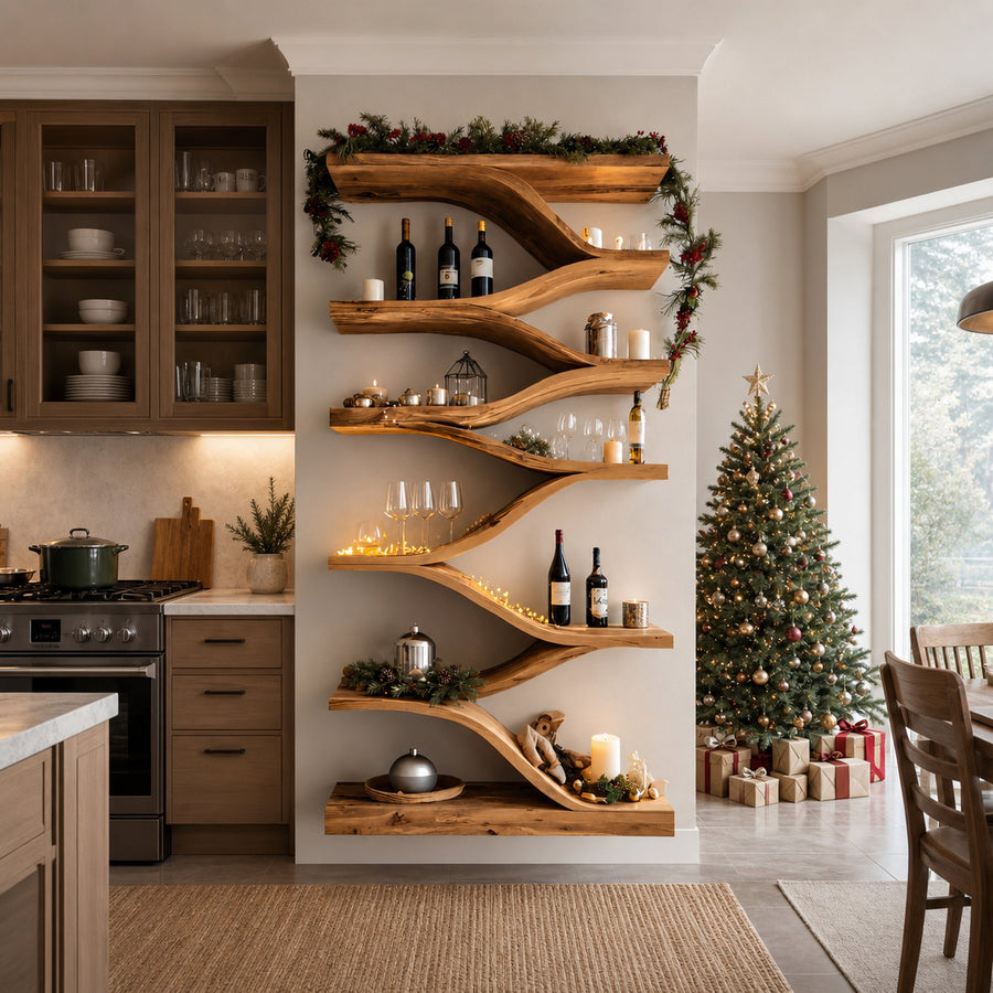Christmas Handmade Sculptural Wall Shelf For Dining Room