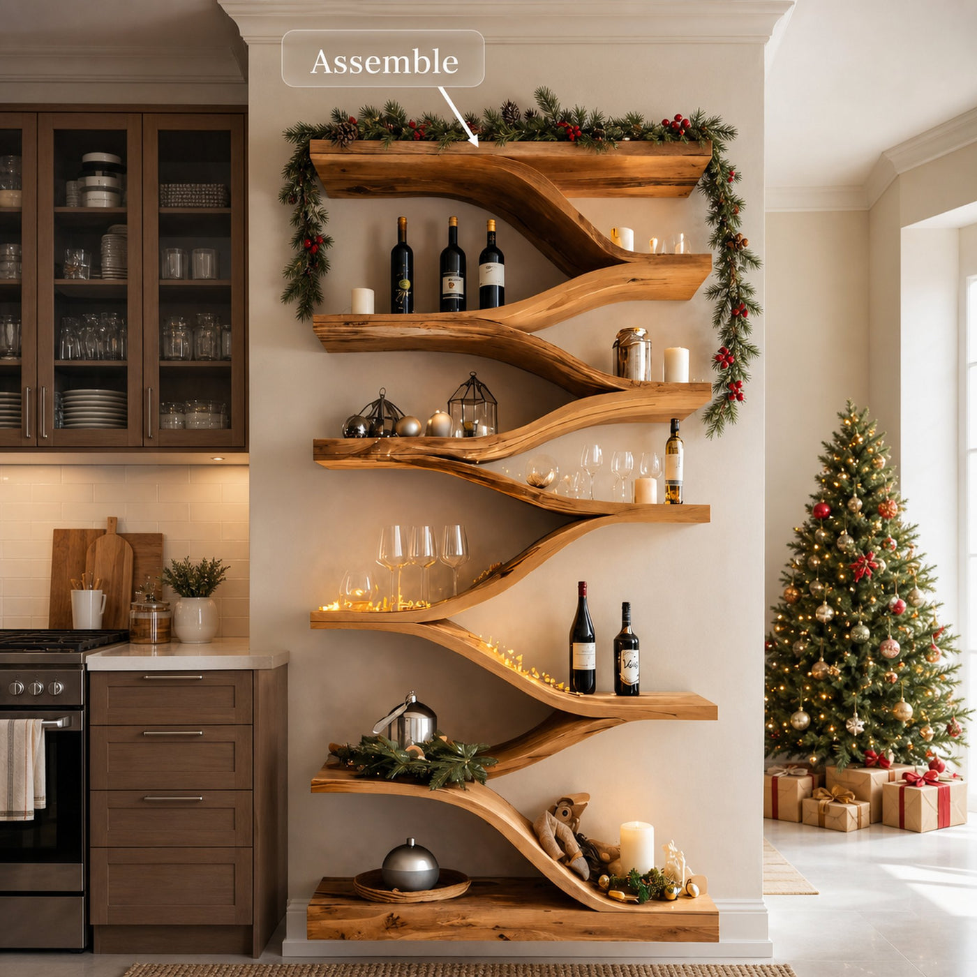 Christmas Handmade Sculptural Wall Shelf For Dining Room - product view 6