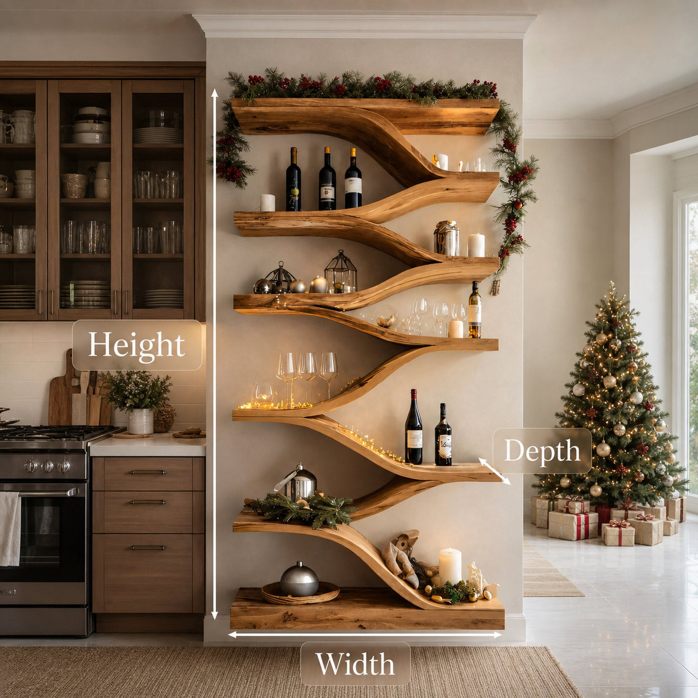 Christmas Handmade Sculptural Wall Shelf For Dining Room - product view 9