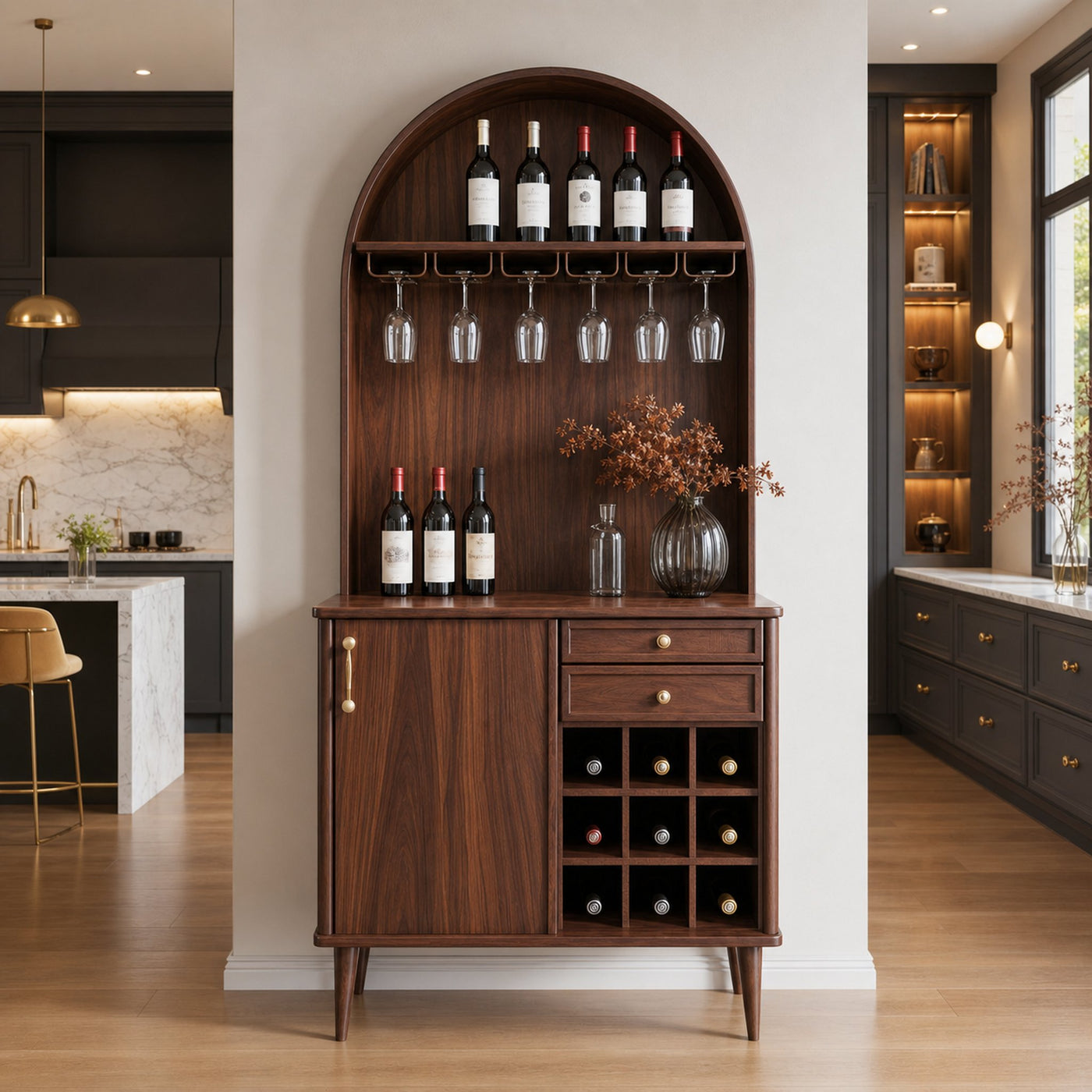 Classic Wine Cabinet With Storage For Dining Room