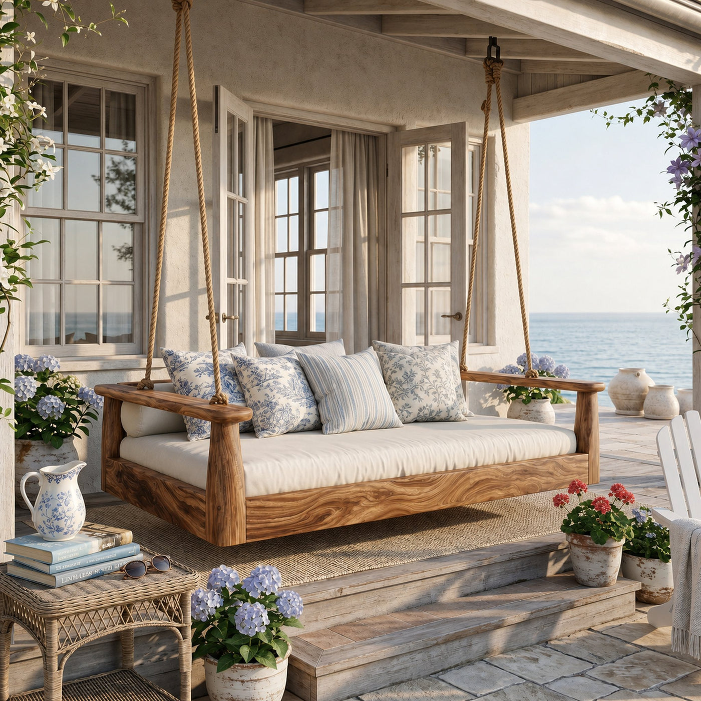 Coastal Porch Hanging Daybed Swing Seaside Cottage Retreat