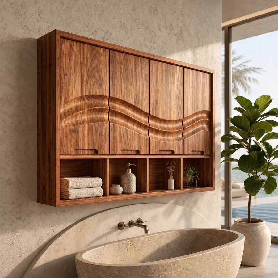 Coastal Wave Front Bathroom Cabinet Beach Bathroom