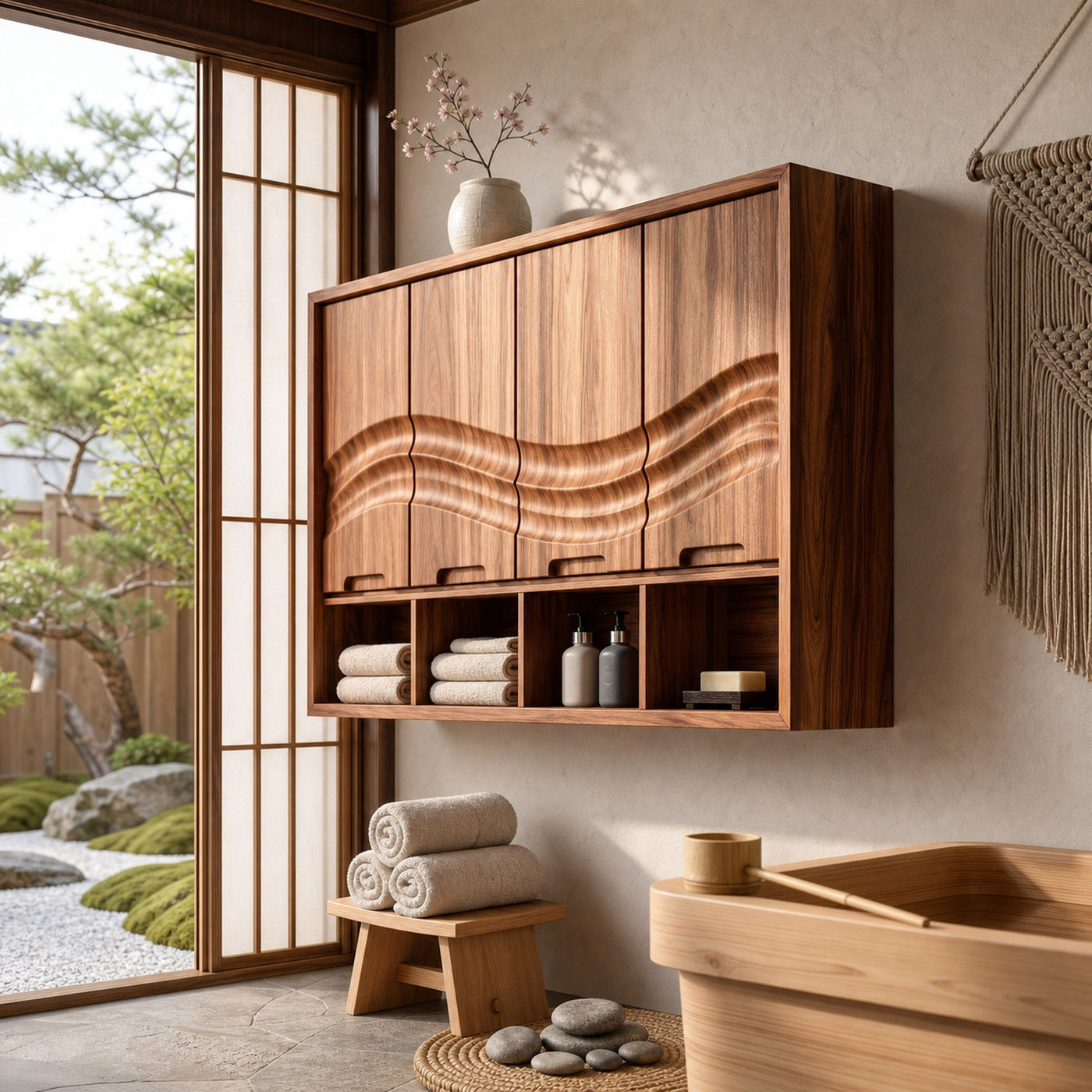 Coastal Wave Front Bathroom Cabinet Beach Bathroom - product view 6