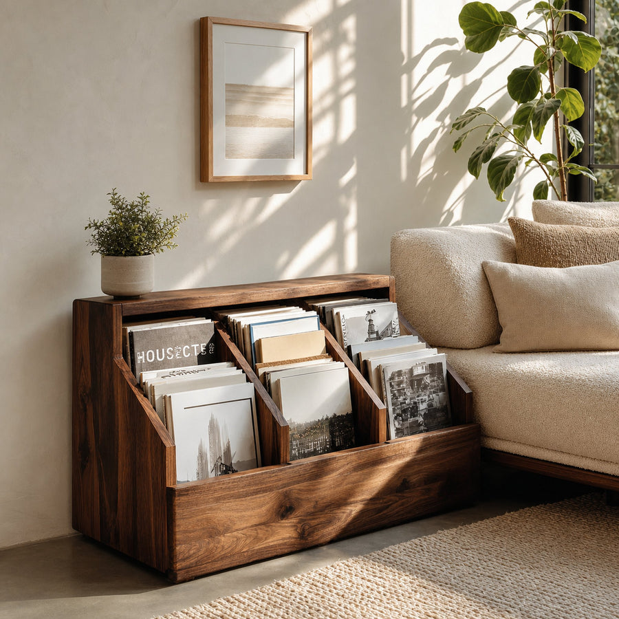 Contemporary Angled Pocket Magazine Rack For Living Room