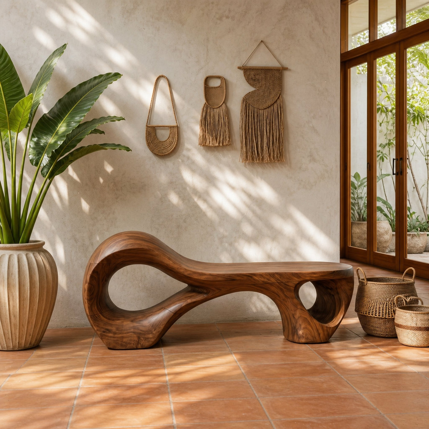 Contemporary Arched Cutout Bench For Courtyard Interior Area - product view 6