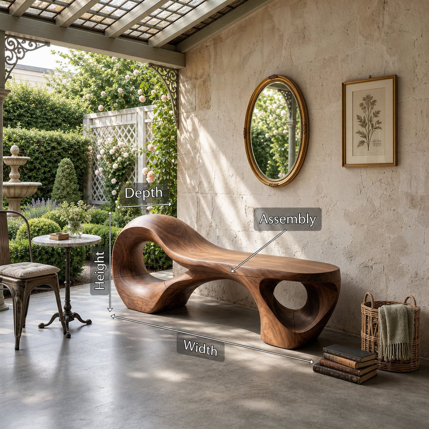 Contemporary Arched Cutout Bench For Courtyard Interior Area - product view 8