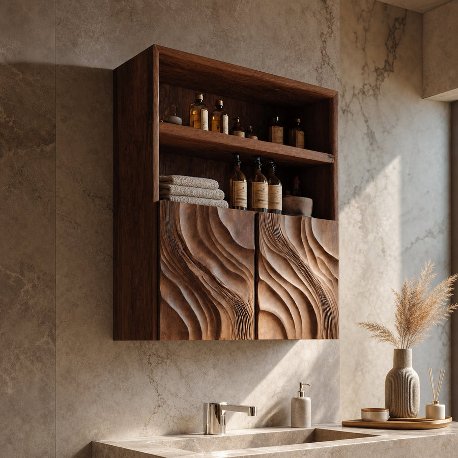 Contemporary Bathroom Cabinet Open Shelf Design For Bathroom