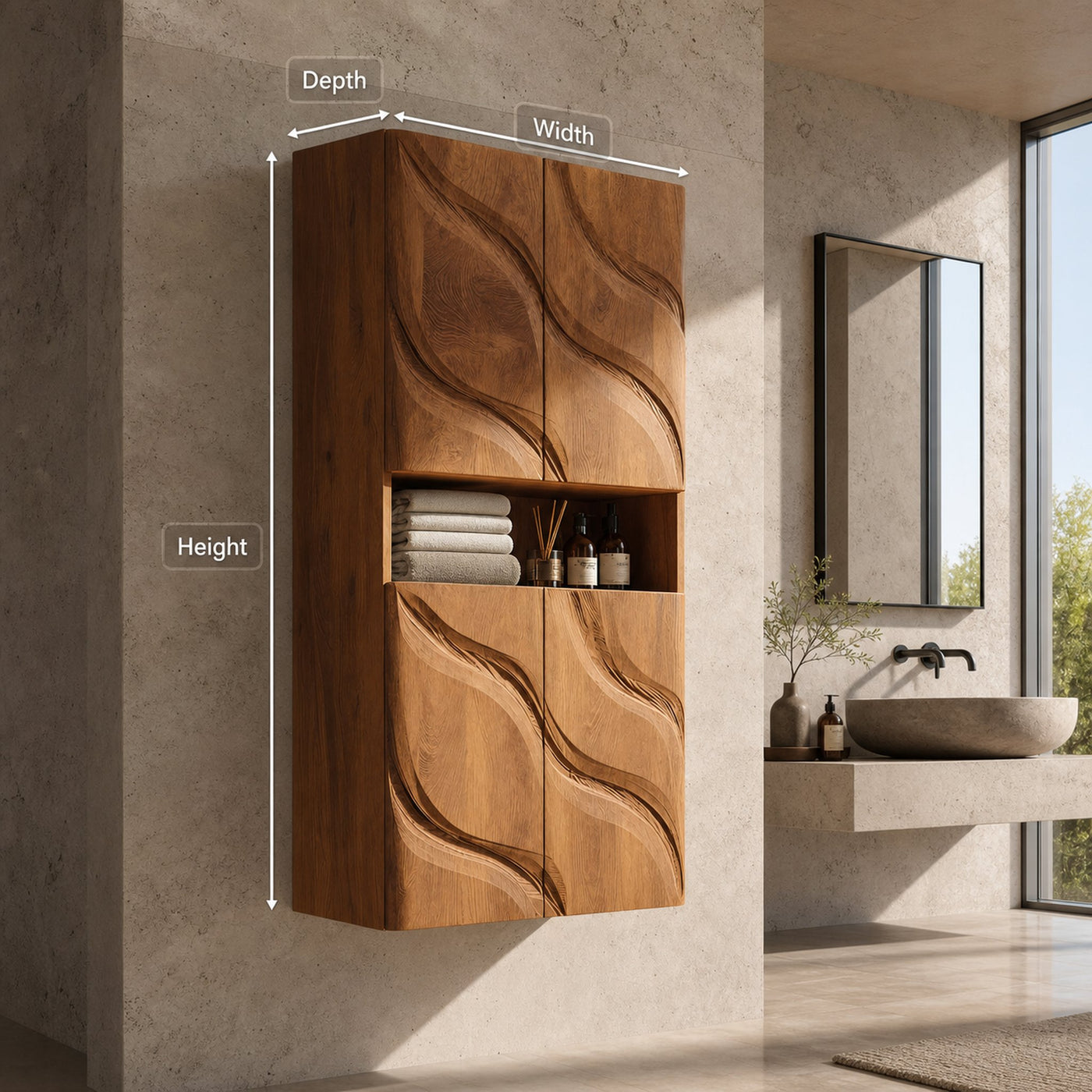 Contemporary Bathroom Cabinet Waves Design For Bathroom - product view 8