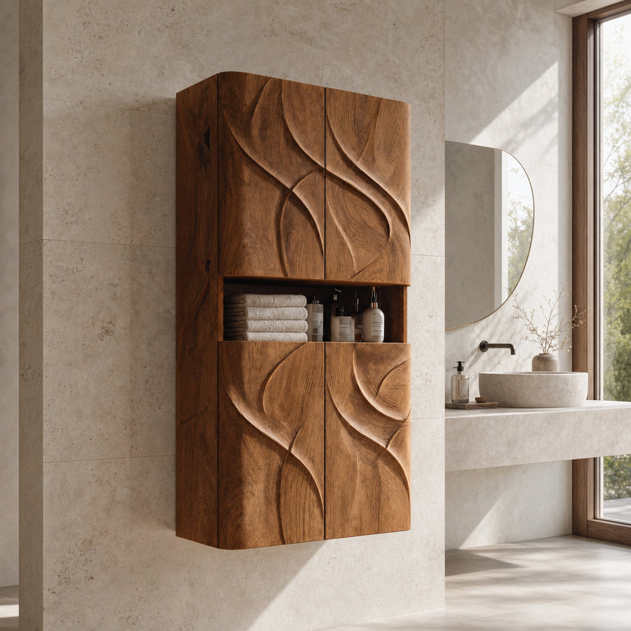 Contemporary Bathroom Cabinet With Door Waves For Bathroom
