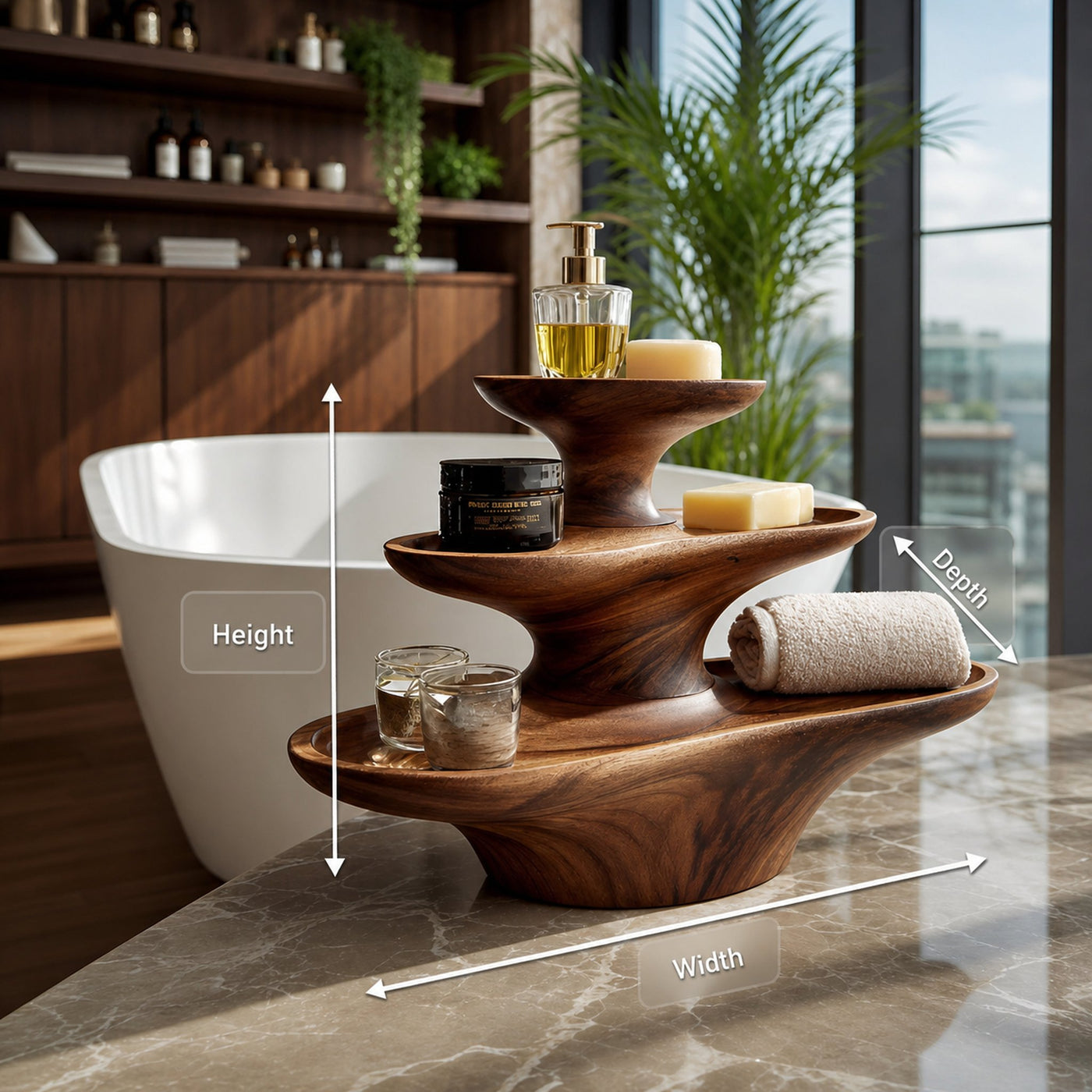 Contemporary Bathroom Shelf With Curved Carved Design For Bathroom - product view 8