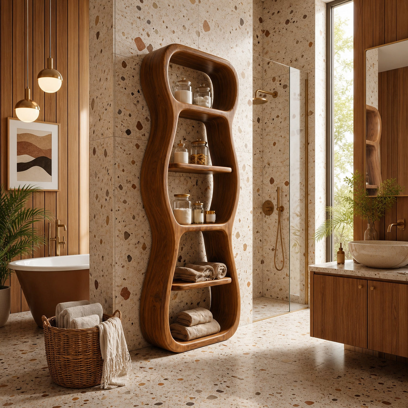 Contemporary Bathroom Storage Cabinet With Unique Sculptural Shape For Bathroom - product view 6