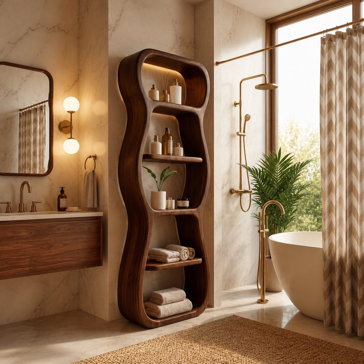 Contemporary Bathroom Storage Cabinet With Unique Sculptural Shape For Bathroom - product view 7