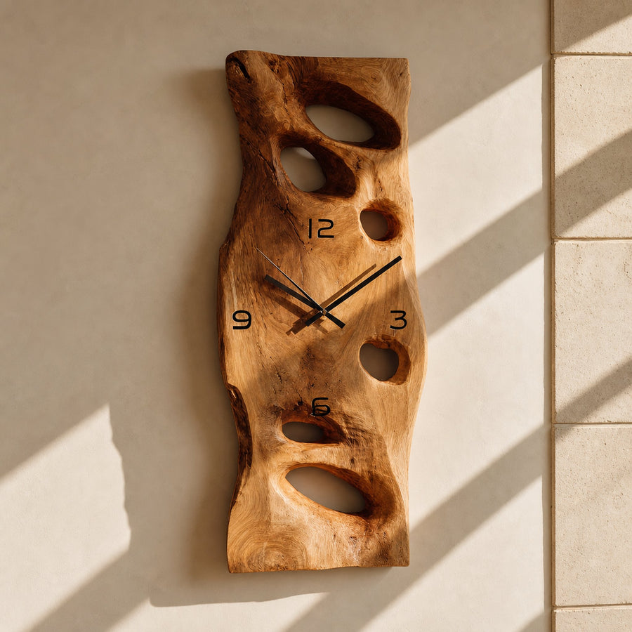 Contemporary Carved Wall Clock For Living Room