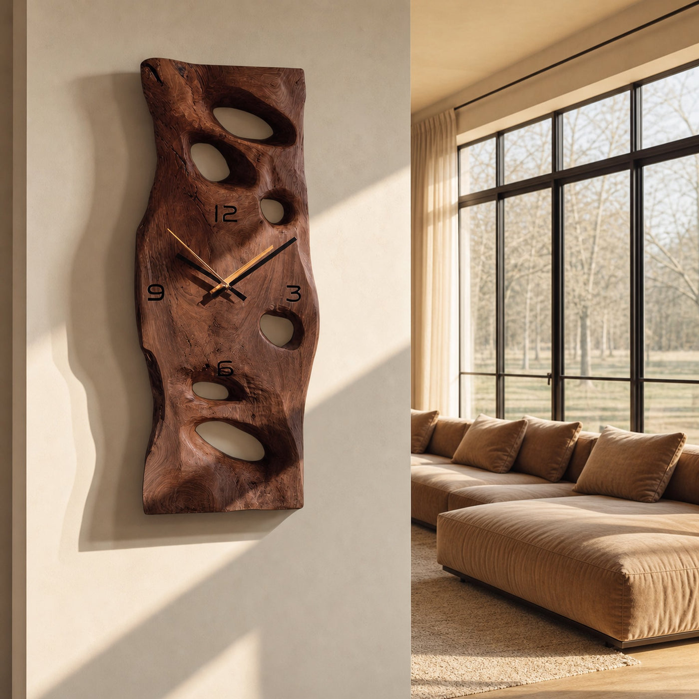 Contemporary Carved Wall Clock For Living Room - product view 7