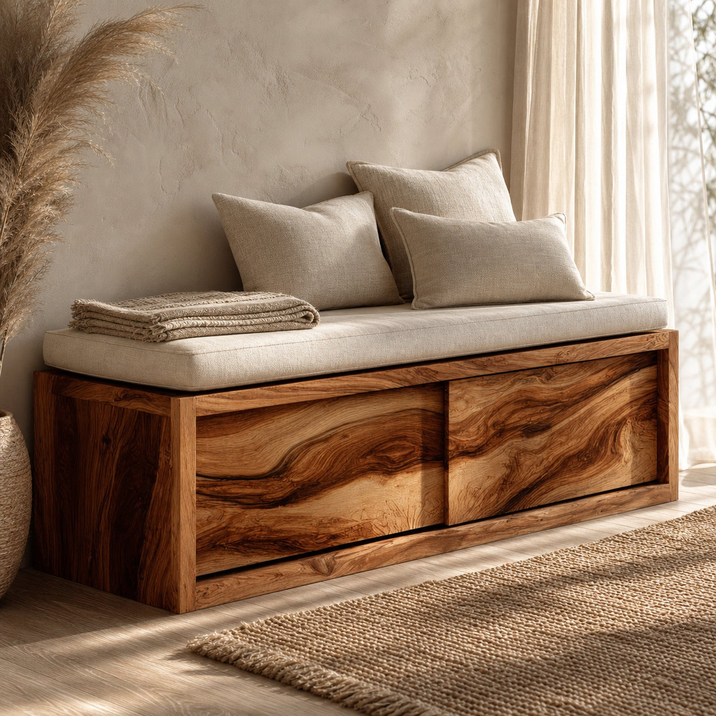 Contemporary Coastal Storage Bench For Living Room - product view 6