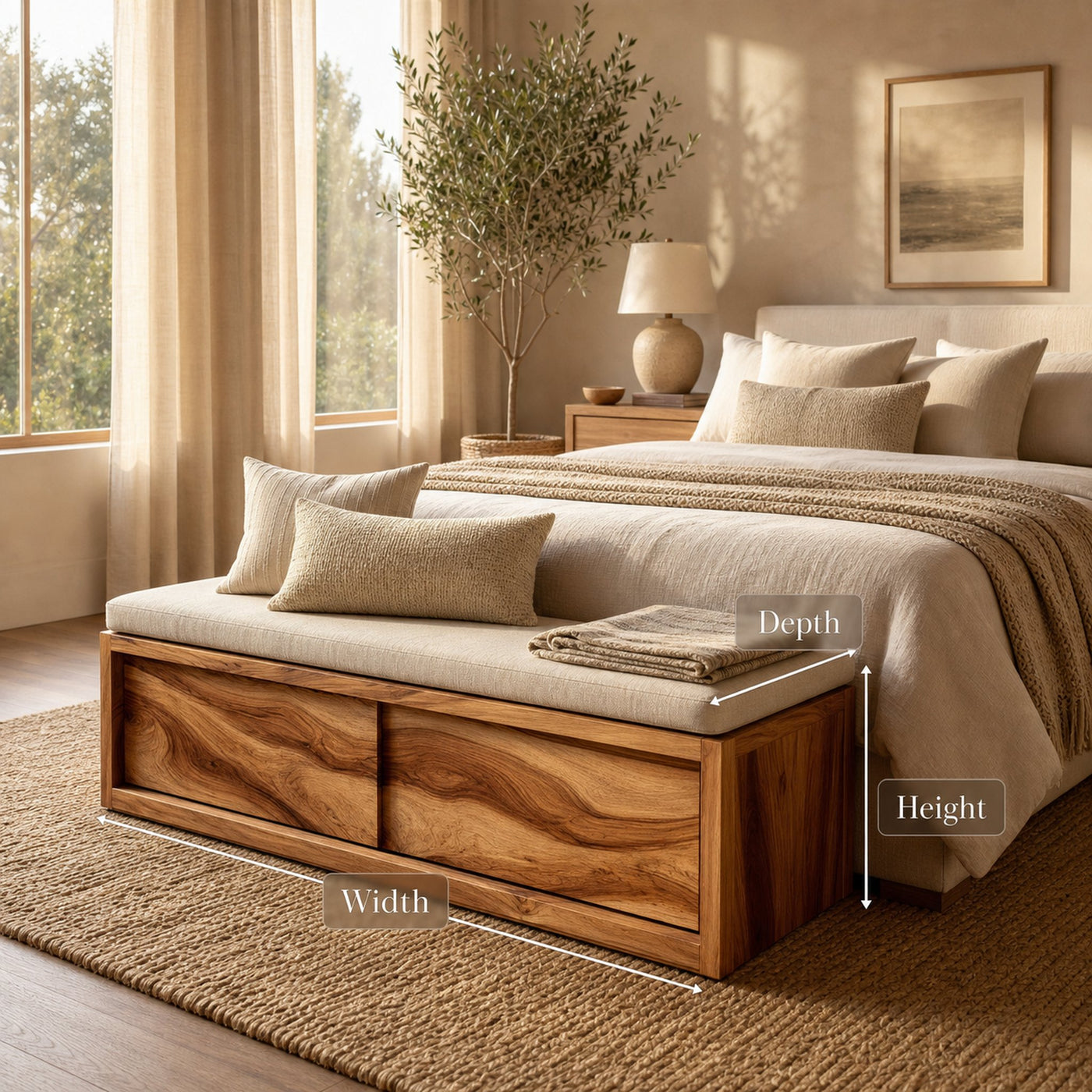 Contemporary Coastal Storage Bench For Living Room - product view 7
