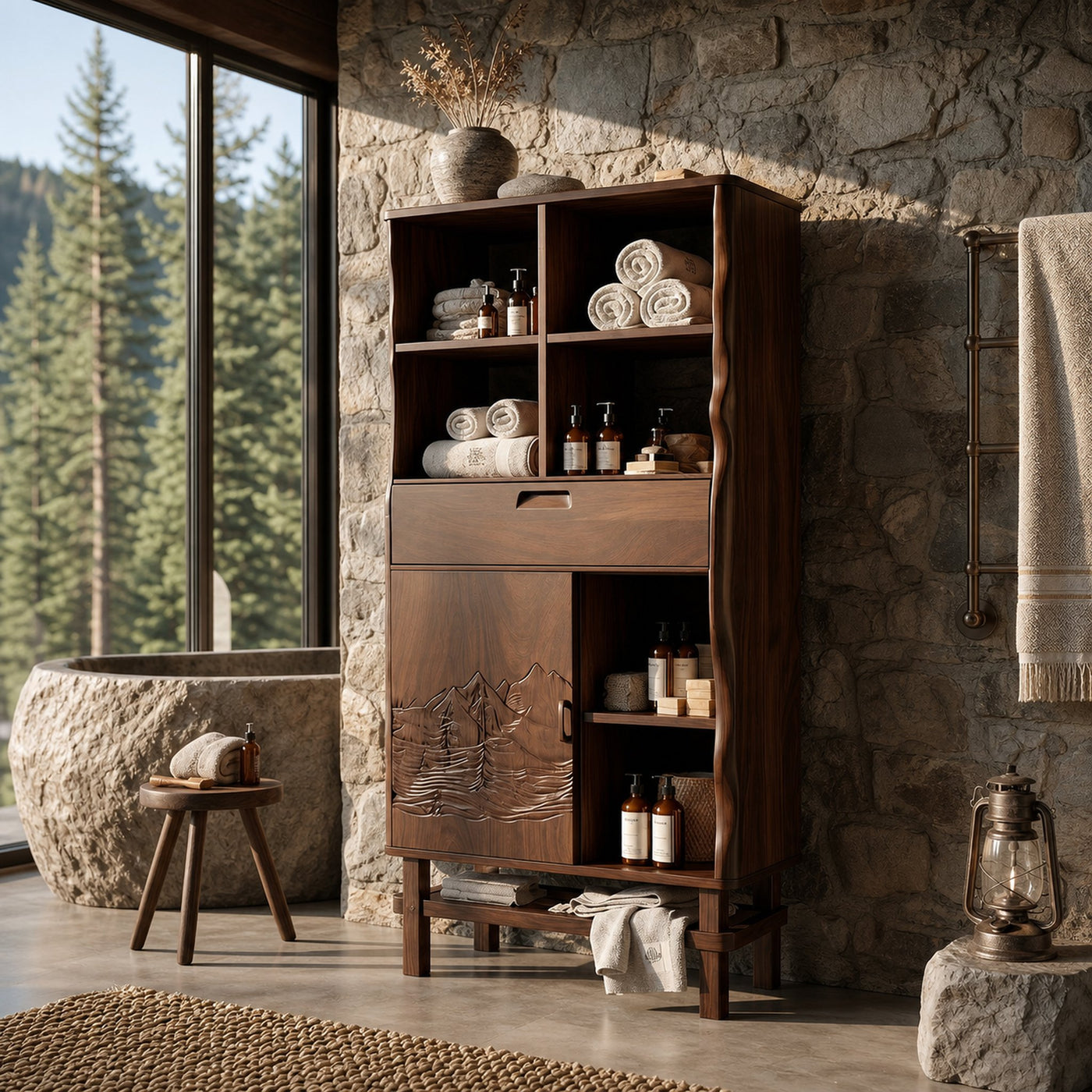 Contemporary Curved Display Cabinet Lake House - product view 7