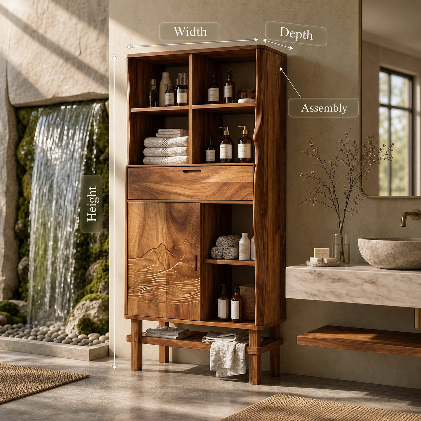 Contemporary Curved Display Cabinet Lake House - product view 8