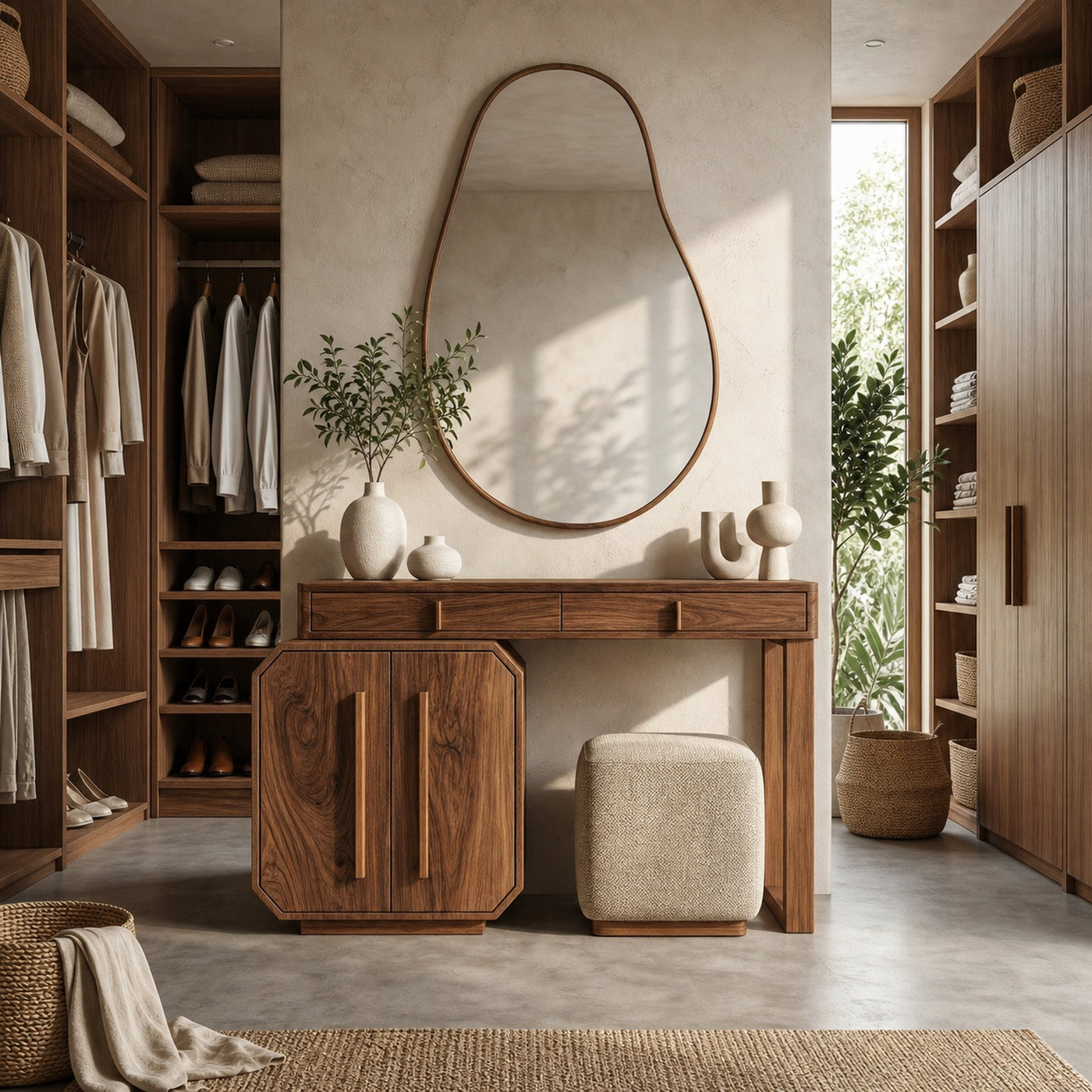 Contemporary Dressing Table With Storage Cabinet Sculptural Design For Bedroom - product view 6