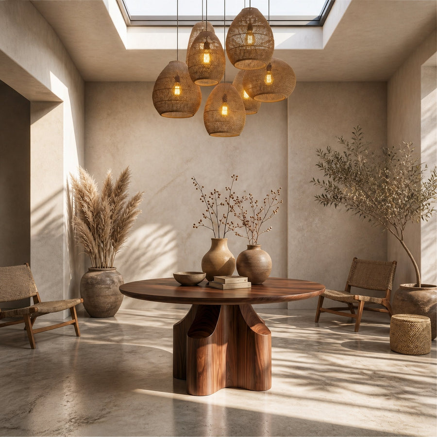 Contemporary Foyer Table With Sculptural Solid Wood Pedestal Base For Entryway And Hallway