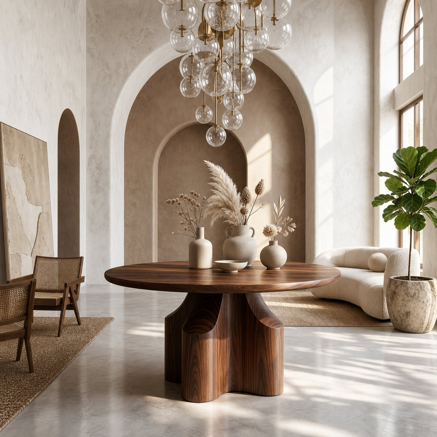 Contemporary Foyer Table With Sculptural Solid Wood Pedestal Base For Entryway And Hallway - product view 7