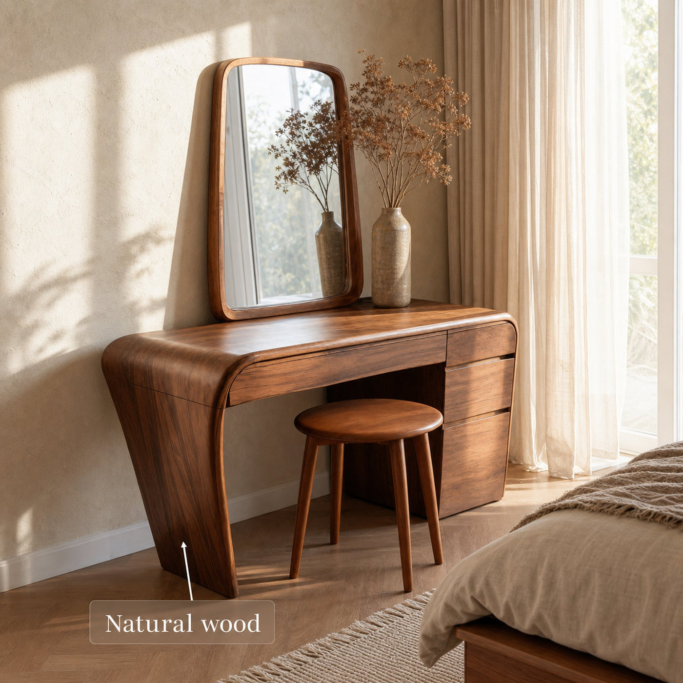 Contemporary Handmade Vanity Table With Drawers For Bedroom - product view 6