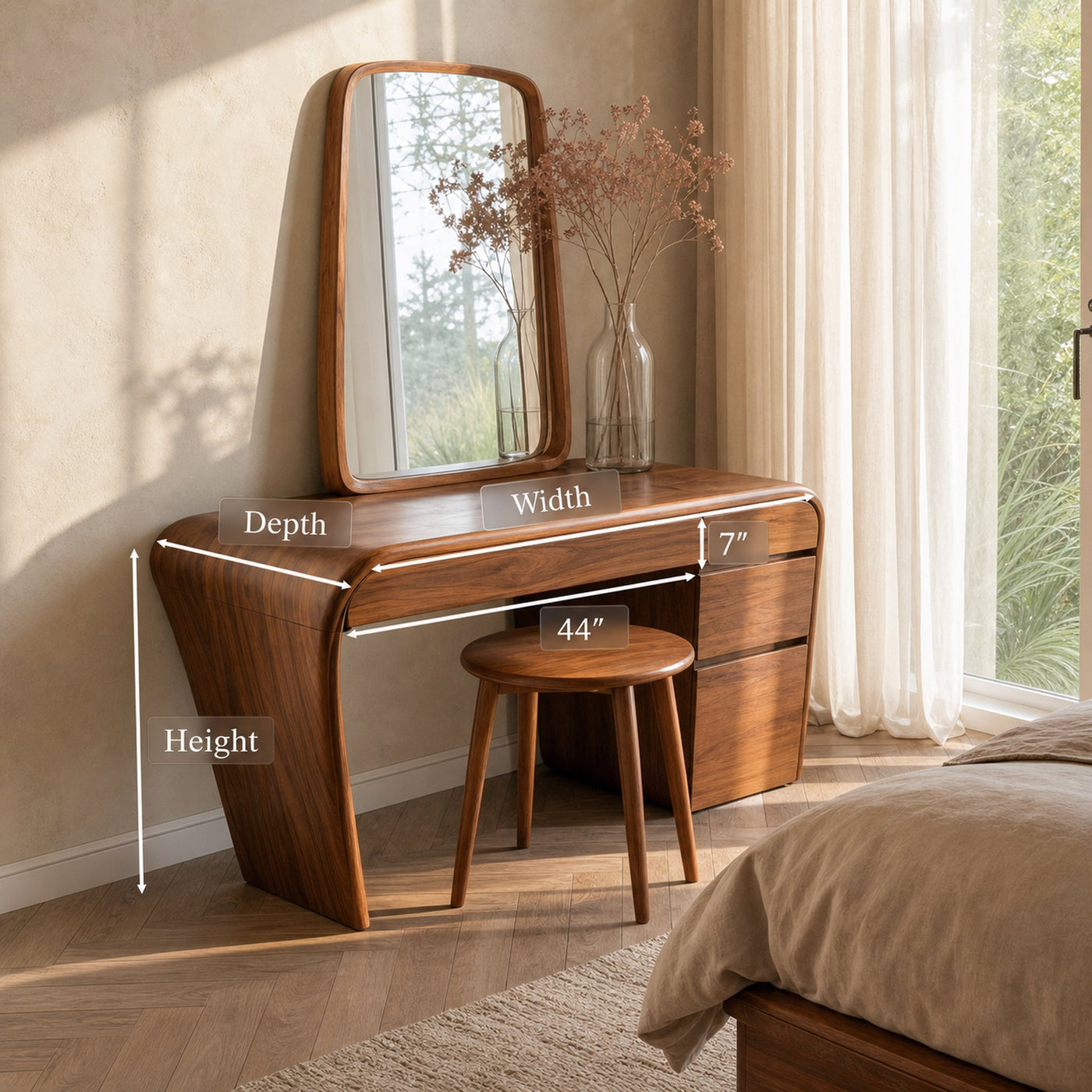 Contemporary Handmade Vanity Table With Drawers For Bedroom - product view 8