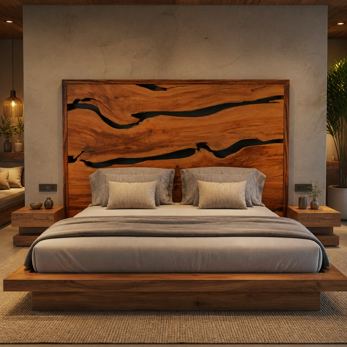 Contemporary Live Edge Headboard With Natural Woodgrain - product view 6