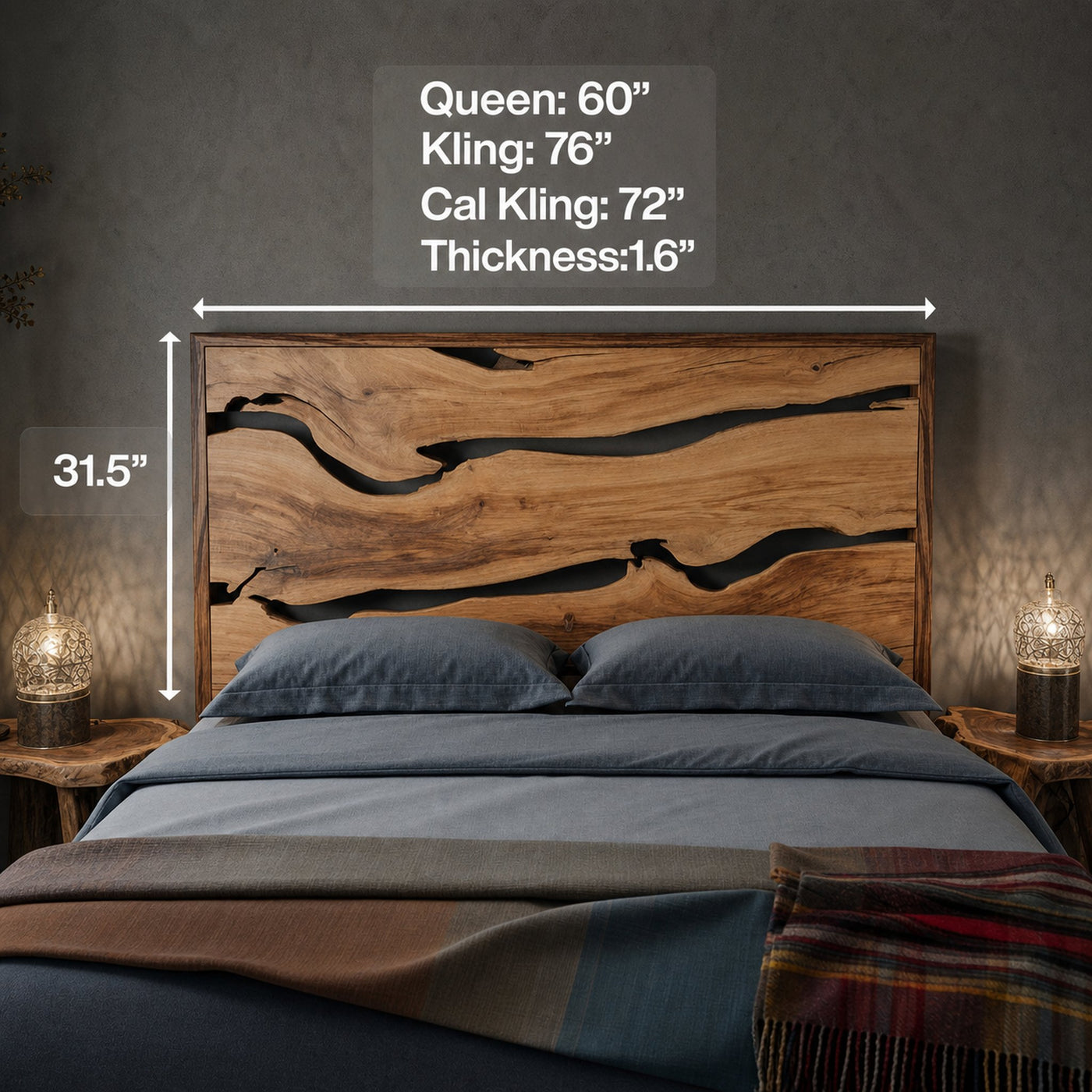 Contemporary Live Edge Headboard With Natural Woodgrain - product view 8