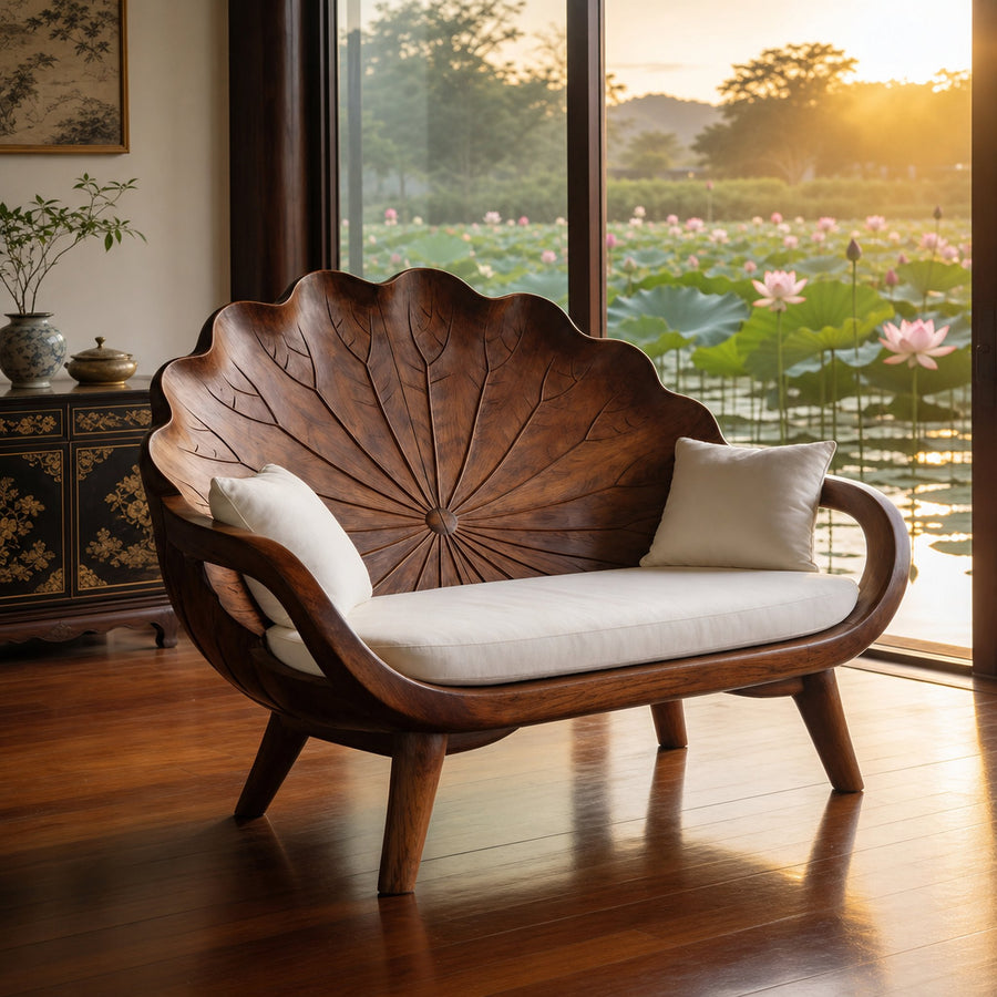 Contemporary Lotus Leaf Back Bench For Veranda Interior Area