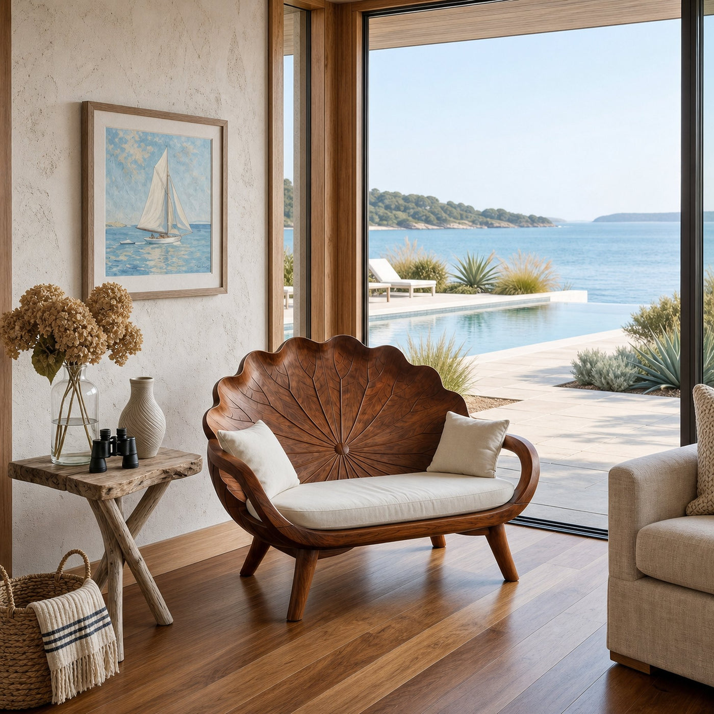 Contemporary Lotus Leaf Back Bench For Veranda Interior Area - product view 6