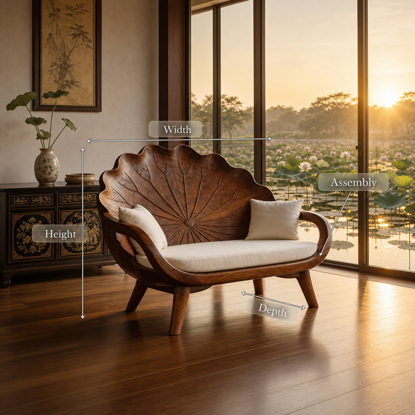 Contemporary Lotus Leaf Back Bench For Veranda Interior Area - product view 8