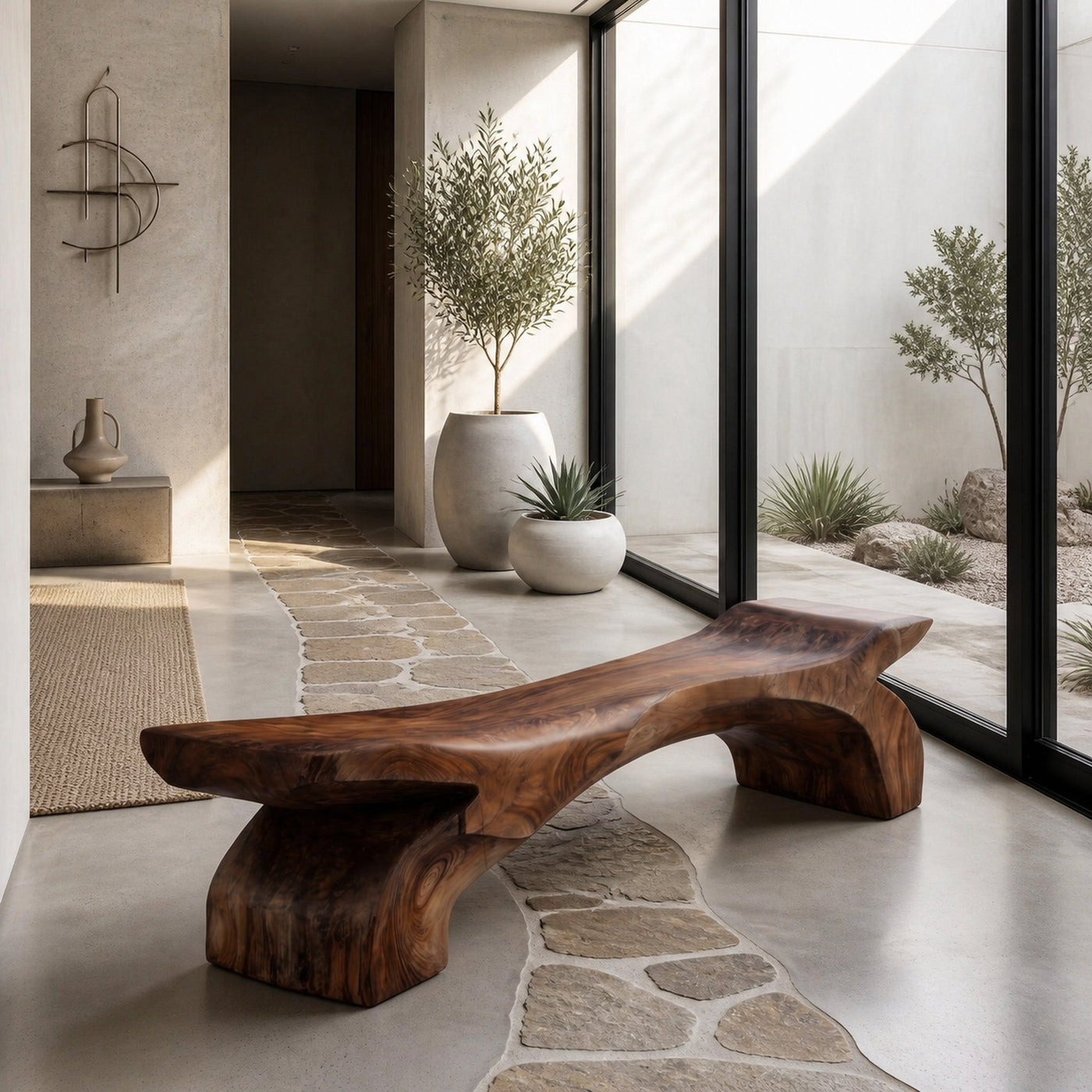 Contemporary Natural Wood Outdoor Bench For Modern Backyard Space - product view 7