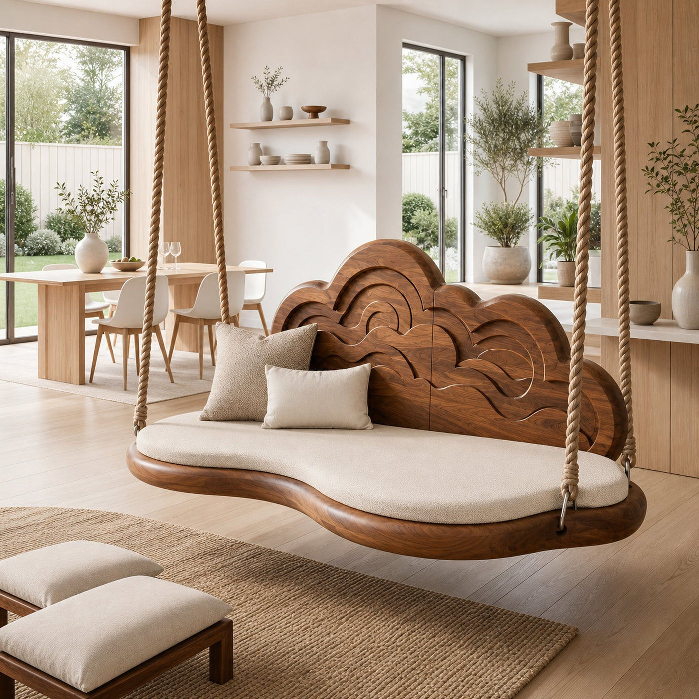 Contemporary Organic Back Indoor Swing Resort Lounge Interior