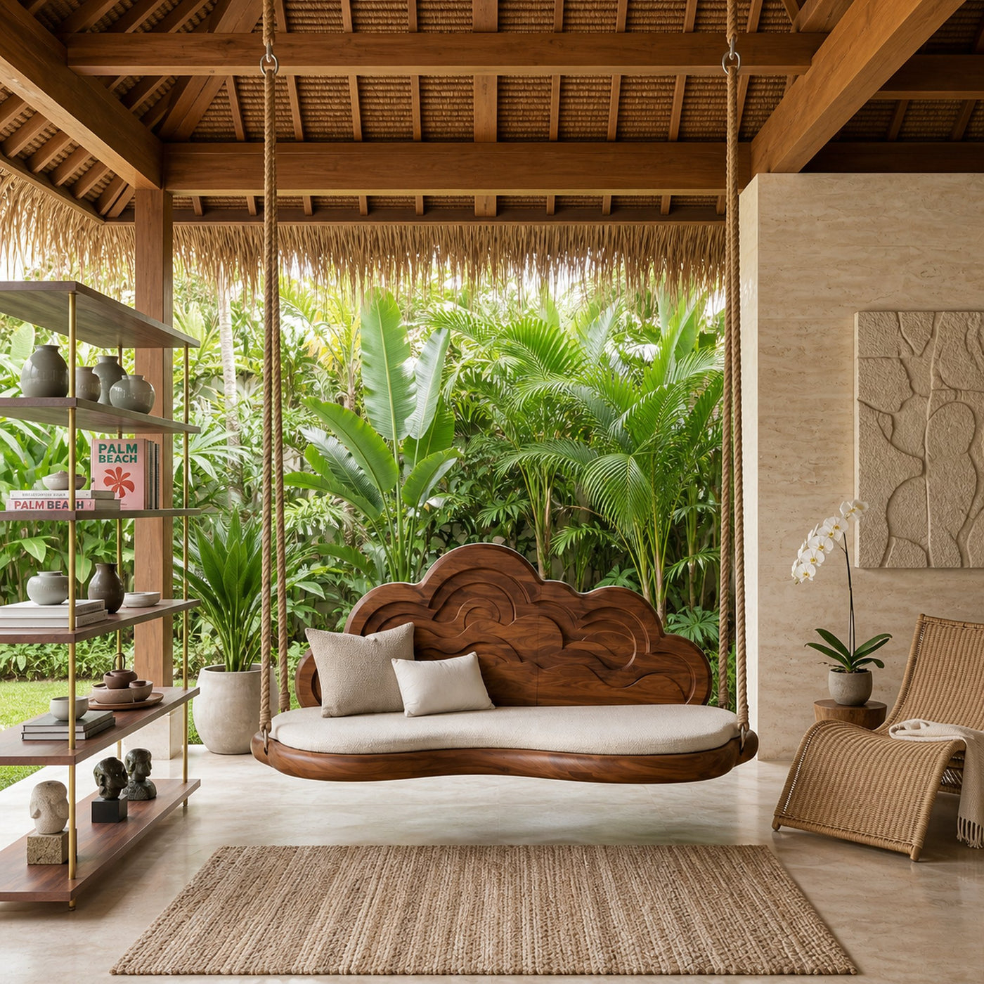 Contemporary Organic Back Indoor Swing Resort Lounge Interior - product view 6