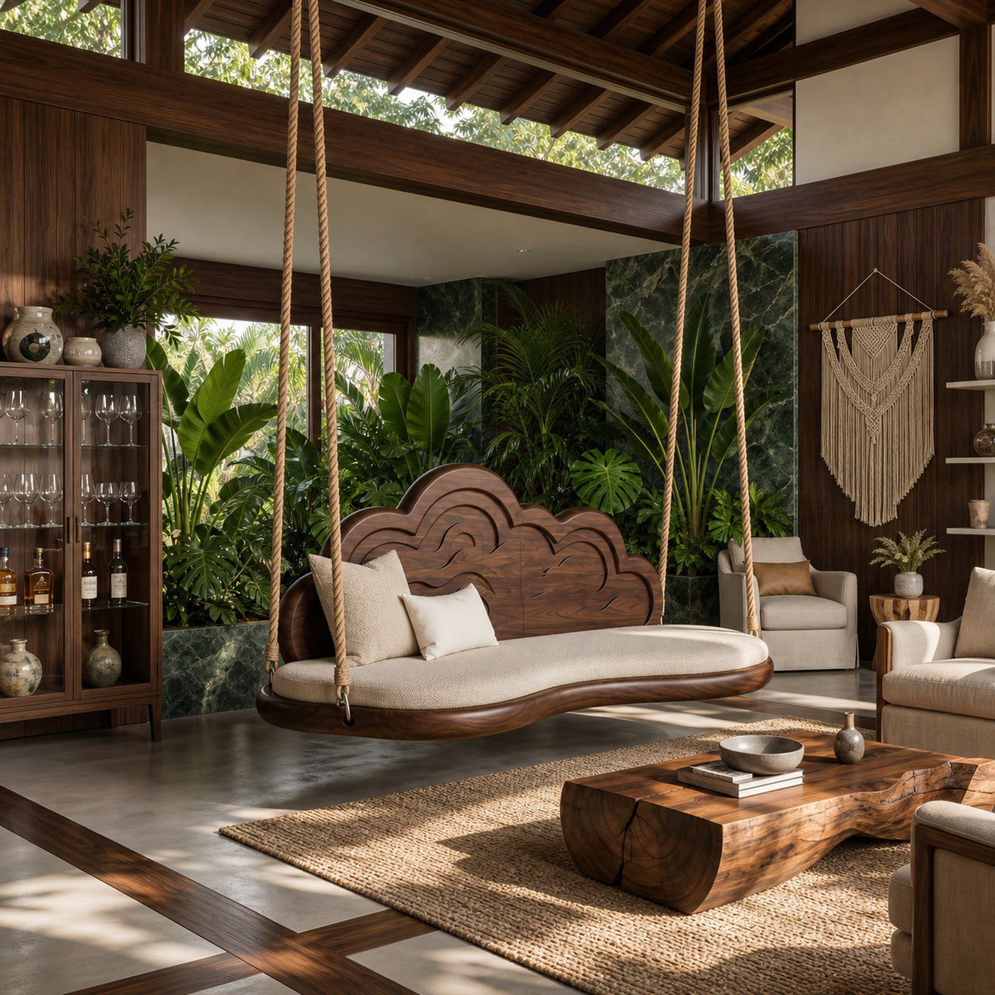 Contemporary Organic Back Indoor Swing Resort Lounge Interior - product view 7